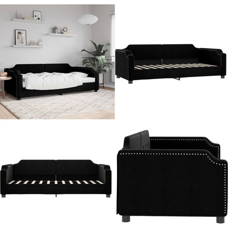 Tagesbett Schwarz 90x200 cm Stoff - Schlafsofa - Gästebett - Doppelbett - Boxspringbett - Bettkasten - Home & Living (1/5)