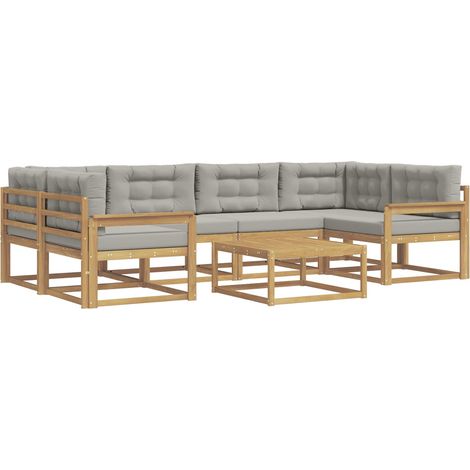 Outdoor Sofa Set with Cushion 5 pcs White and Light Grey vidaXL (1/5)