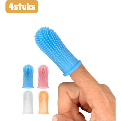 Lot de 4 brosses à dents en silicone pour animaux – Brossettes de nettoyage dentaire pour chiens et chats – Soin bucco-dentaire pour animaux – Coloris assortis (1/5)