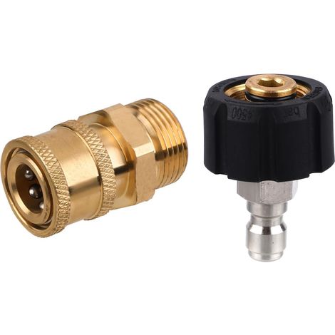 2pcs Adaptateur de Nettoyeur Haute Pression, M22-14mm à 1/4 Pouce Raccord Rapide Nettoyeur Haute Pression Kit de Déconnexion Rapide pour Pompe de Tuyau de Nettoyeur Haute Pression (1/5)