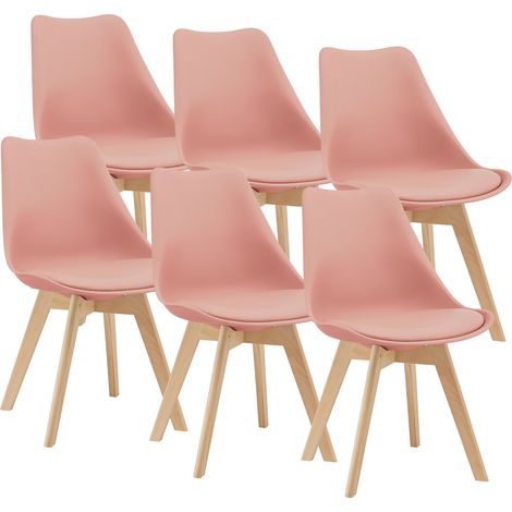 Set Fläten di 6 Sedie da Sala con Seduta Imbottita Rivestimento in Similpelle Rosa [en.casa] (1/5)