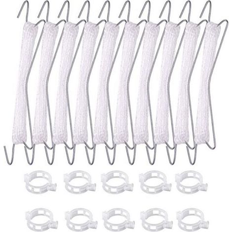 Lot de 10 crochets à tomates avec corde, tomates et concombres, serres pour autres légumes,10 crochets (10 mètres de fil) + 20 boucles (1/4)