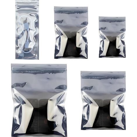 Lot de 50 sachets refermables, antistatiques, blindage ESD, en plastique avec film d'aluminium, mylar bags, pour accessoires PC et composants électroniques sensibles (1/5)