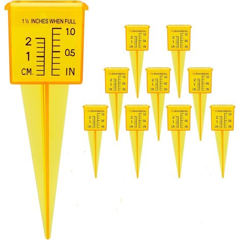 Lot de 10 pluviomètres de jardin, pluviomètre en plastique gradué, instrument de mesure de l'eau pour l'extérieur, pluviomètre professionnel pour le jardin, l'extérieur et la ferme. (1/5)