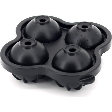 bac A  Xl Silicone - Bac Glacon Rond - 1 Moules Silicone 4 Glaons - Rond Xl - Sans Bpa - Lavable En Lave-vaisselle - Noir