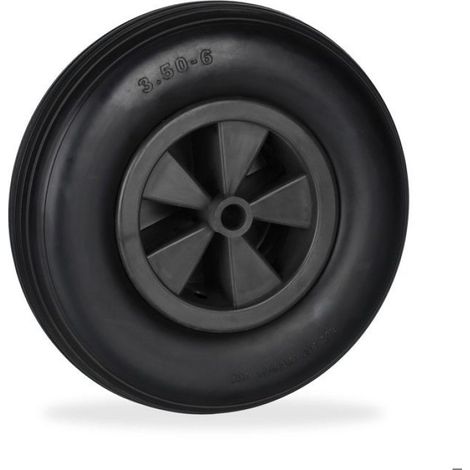 Roue De Brouette - 3.50-6 - Caoutchouc PU - Jante PP - Increvable - Charge Max 100 Kg - Noir - 1 Unite (1/5)