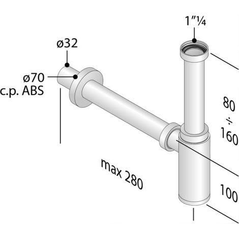SCELTO DA DESIVERO SIFONE DESIGN PER LAVABO VISTA 1"1/4 ABS/CRO codice prod: DSV20948