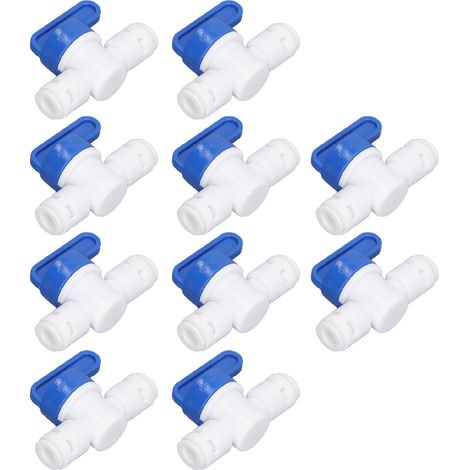 Lot de 10 mini vannes à bille en ligne avec interrupteur d'arrêt rapide pour tube d'eau, accessoire de raccordement rapide pour purificateur d'eau 1/4 pouce (1/5)