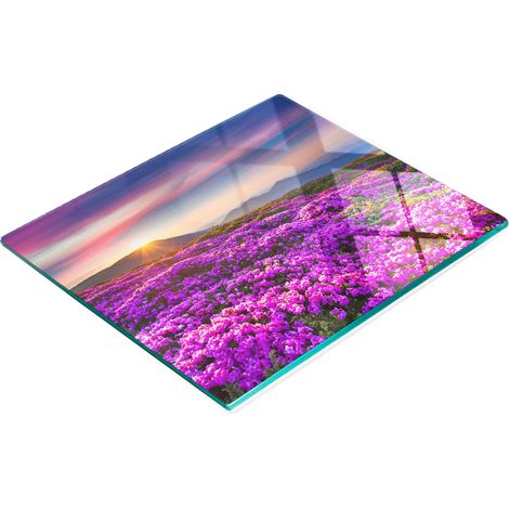 Planche à apéritif décorative en verre, motif fleurs de montagne, 60 x 52 cm (1/5)