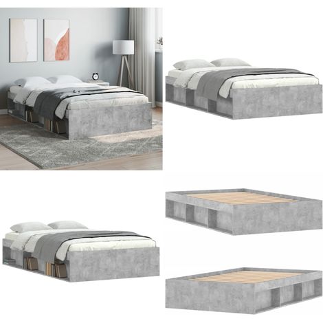 Bettgestell Betongrau 120x200 cm - Beton Grau - Holzrahmen - Massivholzbette - Doppelbett - Lattenrost - Home & Living (1/5)