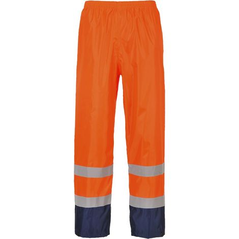 Pantaloni Alta Visibilita Impermeabili Anti Pioggia Arancio-Navy M