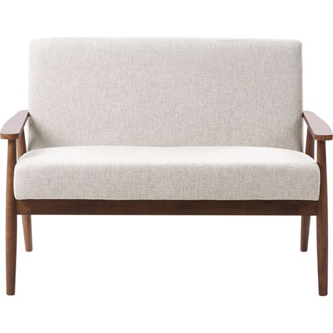 Sofá retro de 2 plazas tapizado de poliéster estructura de madera gris y marrón oscuro Esrum