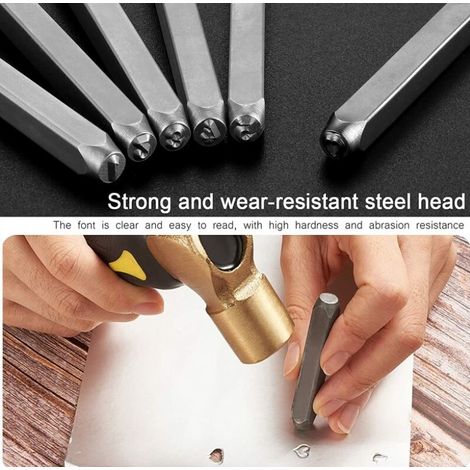 Tigrezy 36 Stück Stanzbuchstaben und Zahlen, 6 mm Metall-Buchstabenstanzer, AZ und 0-9 Metall-Stanzbuchstabe, Stanznummer zum Stanzen von Metall, Kunststoff, Holz, Leder (1/4)