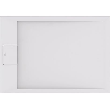 Ideal Standard - Ultra Flat S i.life, Piatto doccia rettangolare 100x70 in resina, Piletta di scarico lato corto, Finitura opaca effetto pietra, Bianco (1/5)