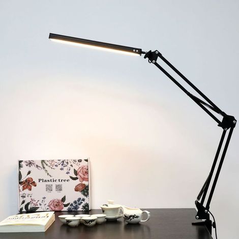 GROOFOO Lampe de Bureau LED 10W Lampe Bureau Table Architecte USB 3 Température de Couleur 10 Luminosité, Fonction Mémoire, Protection des Yeux, Bras Métallique et Rotatif Pour lire, travailler, étudi (1/5)