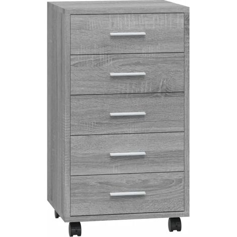 Mobiletto con cassetti e rotelle 33 x 38 x 63 cm moderno e flessibile spazio contenitivo legno composito grigio 020047080
