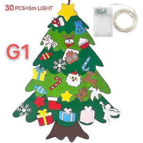 Sapin de Noël en feutrine pour enfants, bricolage, Père Noël, cadeau, décoration de Noël 2024, sapin de Noël, bonne année 2023, style sapin de Noël G1 (1/5)