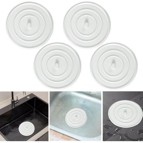 Bouchon d'Évier Universel 4 Pièces Bouchon de Vidange en Silicone Bouchons pour Baignoire pour Baignoire, Évier,Filtre de Protection pour Sol, Buanderie, Cuisine et Salle de Bain (1/4)