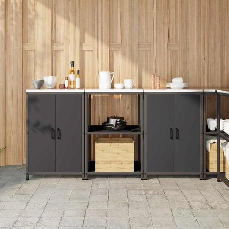 Aufbewahrungsset für die Küche mit Regal mit Tür 3 pcs Schwarz