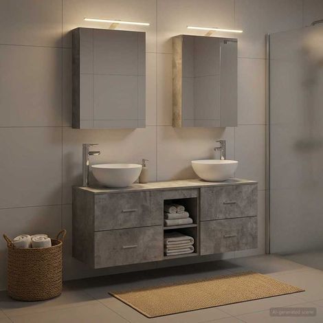 vidaXL Bathroom Furniture Set 5 pcs Concrete Grey (1/5)