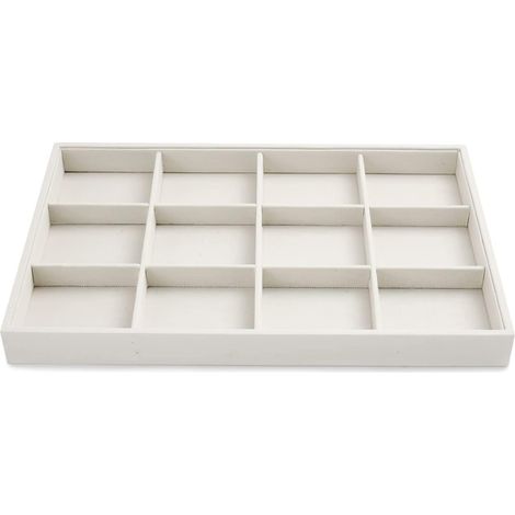Plateau Rangement Bijoux - 12 Compartiments - Bois Composite Et Jute - Séparateurs Réglables - Pour Tiroir Commode - 35x24x3,3cm (1/5)