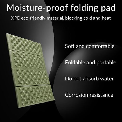 Almohada para senderismo, Almohada plegable, Esterilla de camping, Esterilla plegable impermeable, Esterilla de pesca plegable portátil, Verde (1/5)