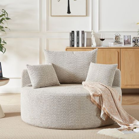 Fauteuil en mousse chenille 127x127x82cm, aucun assemblage requis, moderne et moelleux, convertible en lit pour salon et chambre - kaki (1/5)