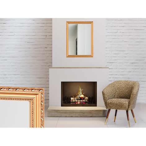Wandspiegel LOLA rechteckig mit Holz Rahmen in Gold 34 x 45cm (1/5)