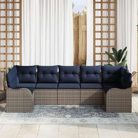 Set Divano da Giardino Grigio polyrattan vidaXL (1/5)