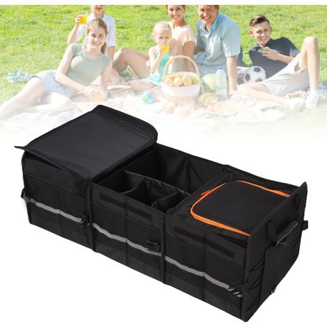 Kofferraum-Organizer für Auto und Camping – 105 l mit verstellbaren Trennwänden und auslaufsicherer Kühltasche – leicht zu transportieren und zu verstauen (1/5)