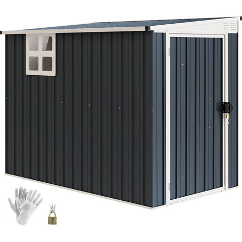 Remise de jardin en acier verrouillable avec fenêtres et ouvertures d’aération, rangement sécurisé et aéré pour outils de jardinage gris foncé