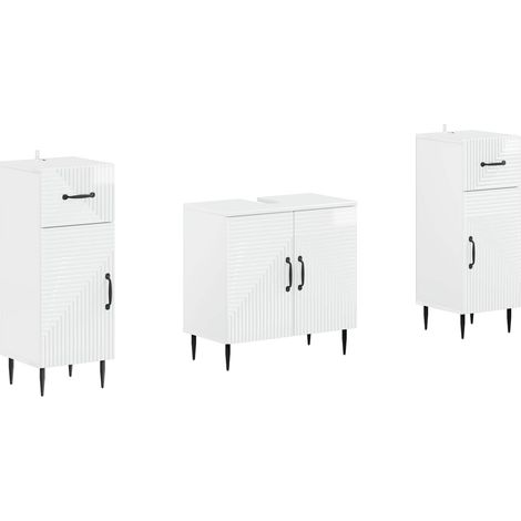 2 Piece Bathroom Cabinet Set HAARLEM High Gloss White vidaXL (1/5)