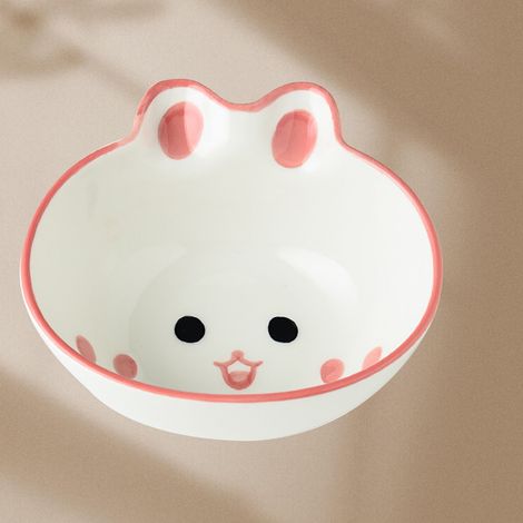 Bol pour enfants en céramique en forme d'animal mignon, bol à riz réutilisable pour servir soupe, céréales, pâtes, glace, lapin (1/5)