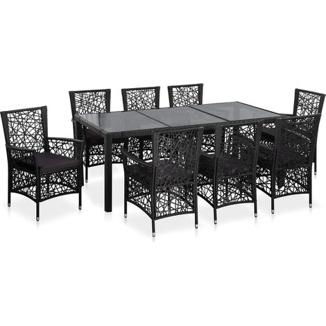 Salon de jardin au style contemporain Noir 190x90x75 cm (1/10)
