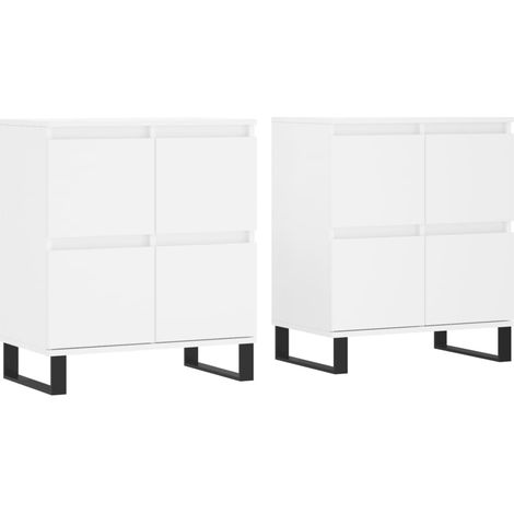 Aparador buffet cómoda mueble almacenaje organizador cocina salón salón juego de 2 madera contrachapada blanca 020036688
