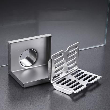 Lot de 1 : Siphon de sol d'angle à évacuation latérale — Évacuation de douche en acier inoxydable, drainage latéral en forme de L