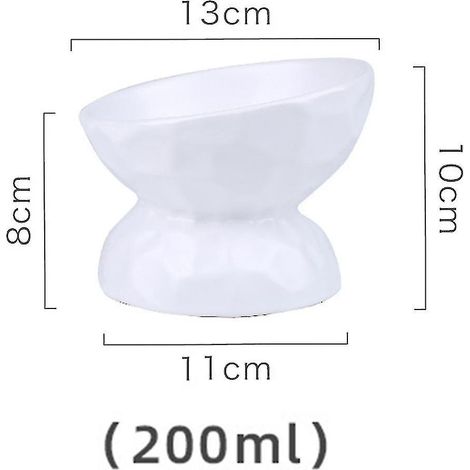 Gamelle surélevée en céramique pour chat, gamelle inclinée anti-stress pour chat, moins de 200 ml, petite, blanche (1/5)