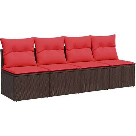 Canapé de jardin Divan de jardin avec coussin Marron 227 x 62 x 69 cm polyrotin (1/5)
