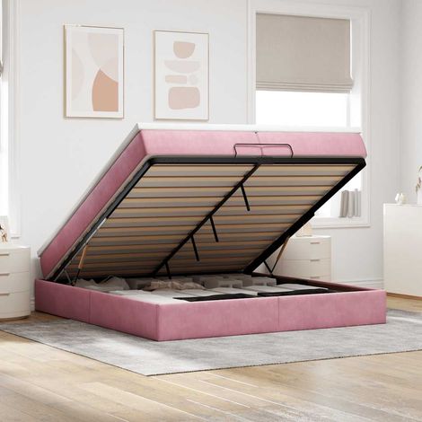Ottoman-Bett mit Matratzen Rosa 200x200 cm Samt (1/5)