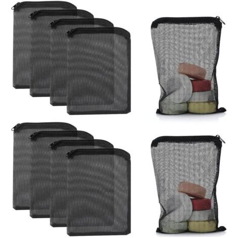 Pair Lot de 10 sacs filtrants pour aquarium avec fermeture éclair - Sacs réutilisables au charbon actif et biosphère - Noir (1/5)