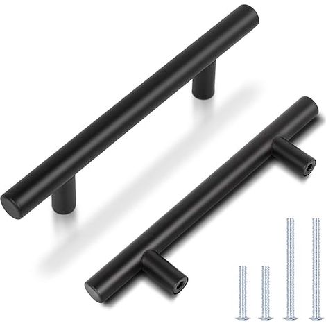 QAZQA 2 Pièces 96mm Acier Inoxydable T Barre Poignées Cusine, Ø12mm Poignée barre de porte d’Armoire avec Vis (1/5)