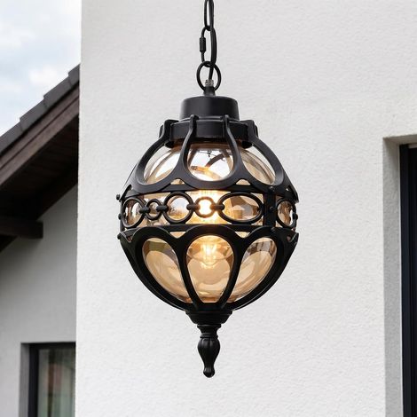 Suspension Luminaire Lampe Exterieur Retro Noir,Aluminium Spherique Lumiere Exterieure E27 Vintage etanche Impermeable Lustre Couloir Industriel Lanterne Exterieur Jardin Terrasse Pavillon Garage (1/5)