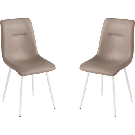 Sedia in ecopelle Tortora con gambe in metallo Bianco - LILY 2 sedie (1/5)