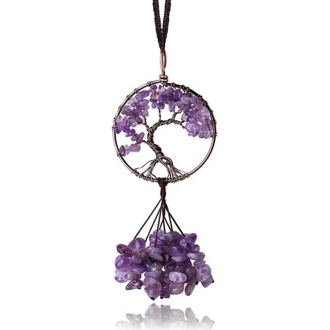 Accessoires de décoration pour rétroviseur : pierres d'améthyste, arbre de vie, Reiki, style bohème hippie, à suspendre à une fenêtre ou un mur. (1/5)
