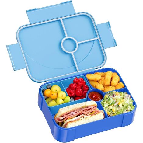 Brotdose Kinder auslaufsicher Fächer Lunchbox Jausenbox Blau (1/5)
