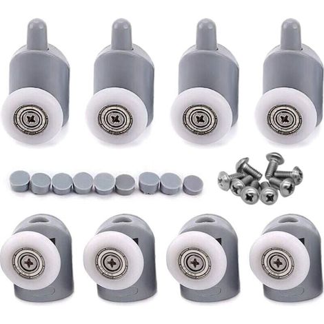 8 rodillos para mampara de ducha de 23 mm para baño. 4 rodillos superiores y 4 inferiores. (1/4)