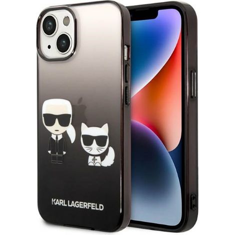 Karl Lagerfeld Gradient Ikonik Karl & Choupette - iPhone 14 Plus Hülle (Schwarz) (1/5)