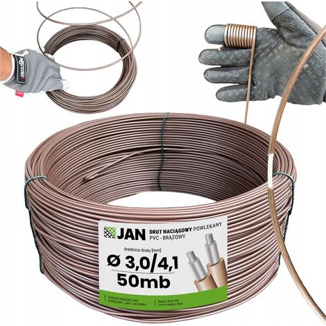 Fil de tension gainé pour vergers, OC PVC 4.1, pour grillage, 50 m, marron