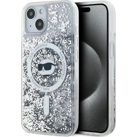 Karl Lagerfeld Liquid Glitter MagSafe Transparente iPhone 15 Hülle (1/5)