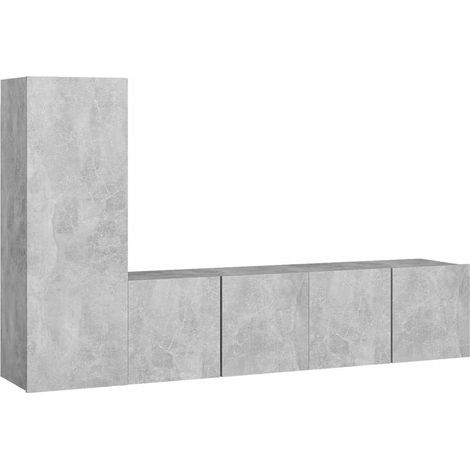 Maison Exclusive - 3-tlg. TV-Schrank-Set Betongrau Holzwerkstoff (1/5)